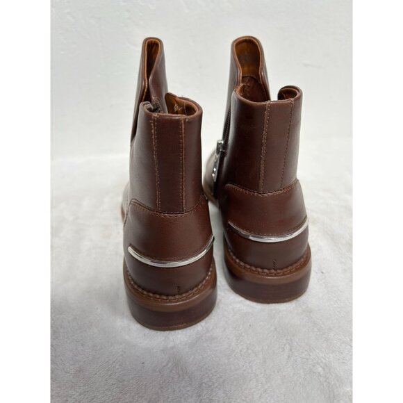 Franco Sarto Women's Happily Brown Leather Ankle Boots Size 7.5 M Side-Zip New - Picture 4 of 7